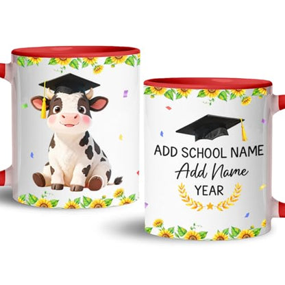 Personalized School Name Year Cow Graduate | Customised Coffee Mug | 11 OZ