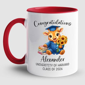 Personalized Name Giraffe Grad Accent | Customised Coffee Mug | 11 OZ