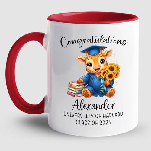 Personalized Name Giraffe Grad Accent | Customised Coffee Mug | 11 OZ
