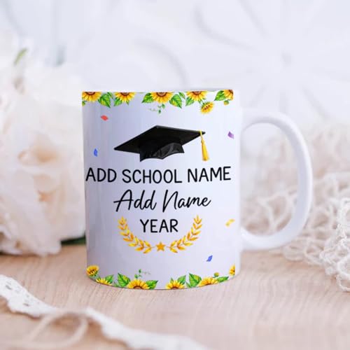 Personalized School Name Year Cow Graduate | Customised Coffee Mug | 11 OZ