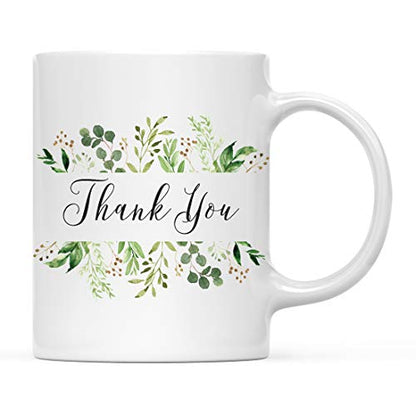Thank You Gratitude Gift Greenery Leaves | Ceramic Coffee Mug | 11 OZ