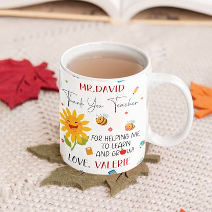 Personalized Name Teacher Thank You Gift | Customised Coffee Mug | 11 OZ