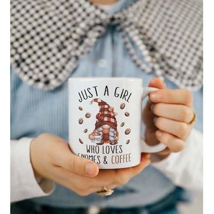 Who Loves Gnomes And Funny Gnome Porcelain | Ceramic Coffee Mug | 11 OZ