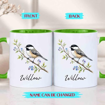Personalized Chickadee Accent Gift for | Customised Coffee Mug | 11 OZ