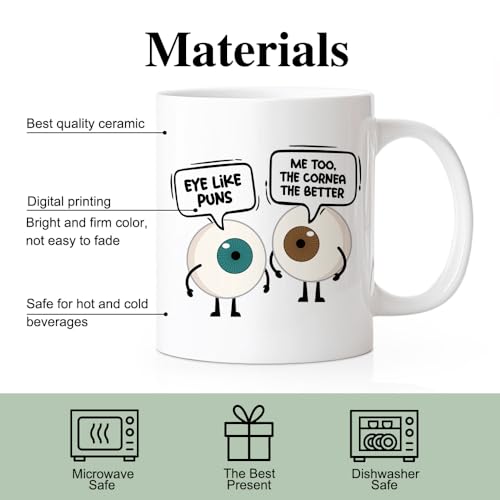 RZHV Eye Like Puns Me To The Cornea Better | Ceramic Coffee Mug | 11 OZ