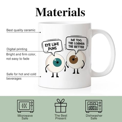 RZHV Eye Like Puns Me To The Cornea Better | Ceramic Coffee Mug | 11 OZ