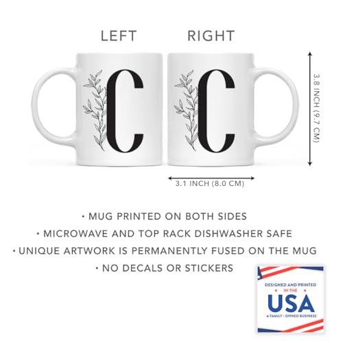 Gift Elegant Design Monogram Initial Letter C | Ceramic Coffee Mug | 11 OZ