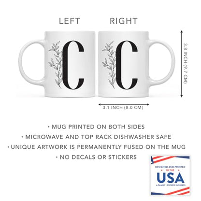 Gift Elegant Design Monogram Initial Letter C | Ceramic Coffee Mug | 11 OZ