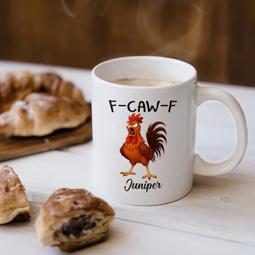Personalized Caw-F Chicken Pun 11 Custom | Customised Coffee Mug | 11 OZ