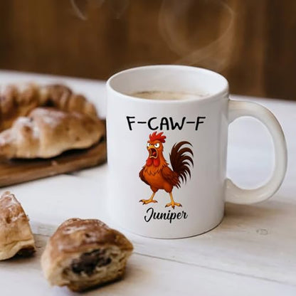 Personalized Caw-F Chicken Pun 11 Custom | Customised Coffee Mug | 11 OZ