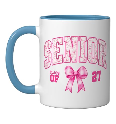 Senior 2027 Class of 27 Coquette Bow Toile | Ceramic Coffee Mug | 11 OZ