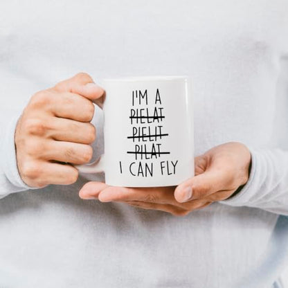 Funny Pilot Gifts I Can Fly Gag for Aviation | Ceramic Coffee Mug | 11 OZ