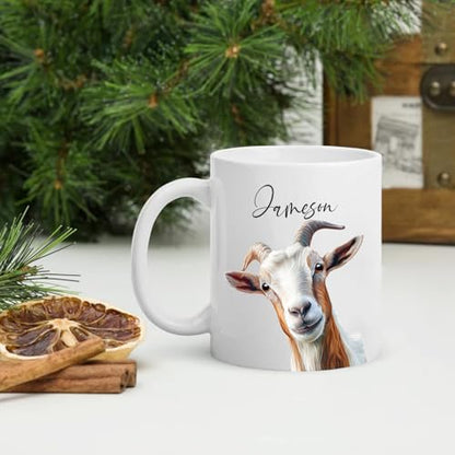 Goat Gifts For Lovers With Custom Name | Customised Coffee Mug | 11 OZ