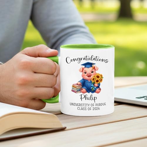 Pig Graduation Accent Personalized | Customised Coffee Mug | 11 OZ