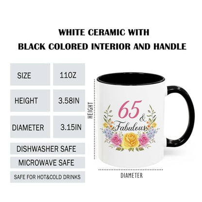 Birthday Gifts for Women Turning 65-65 and | Ceramic Coffee Mug | 11 OZ