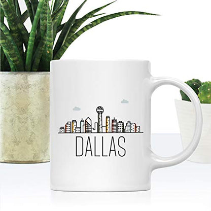Gift Dallas Colorful City Skyline Graphic | Ceramic Coffee Mug | 11 OZ