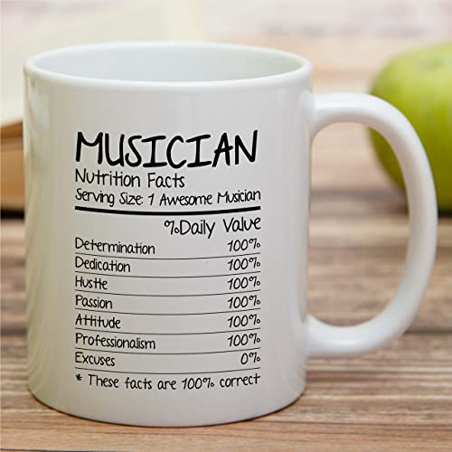Funny Musician Nutrition Facts Music Life | Ceramic Coffee Mug | 11 OZ