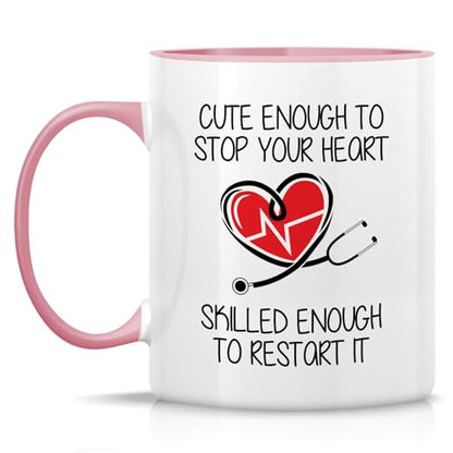 Funny Cute Enough To Stop Your Heart Funny | Ceramic Coffee Mug | 11 OZ