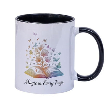 Inspirational with Colorful Book Butterfly | Ceramic Coffee Mug | 11 OZ