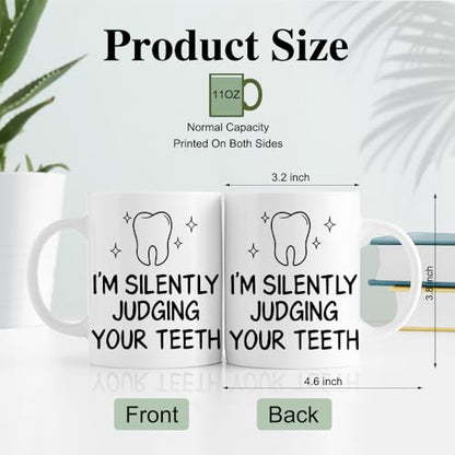 RZHV I M Silently Judging Your Teeth Funny | Ceramic Coffee Mug | 11 OZ