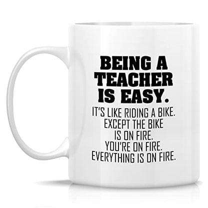Funny Being a Teacher is Easy Except the Bike | Ceramic Coffee Mug | 11 OZ