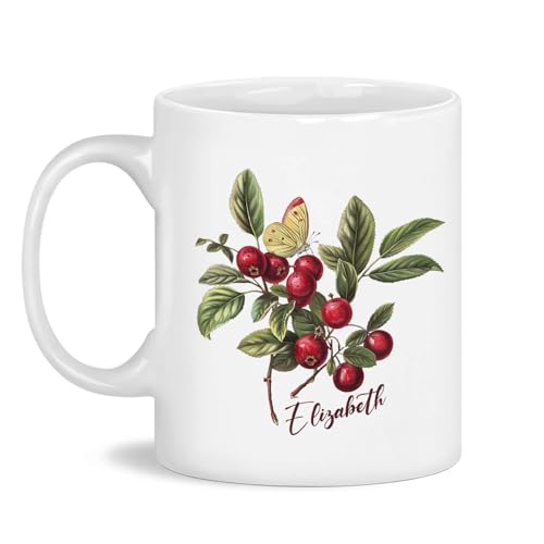 Cranberry With Butterfly Customized | Customised Coffee Mug | 11 OZ