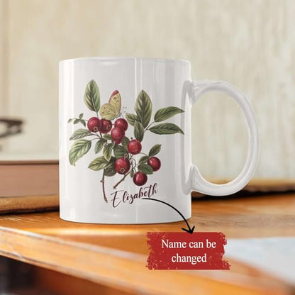 Cranberry With Butterfly Customized | Customised Coffee Mug | 11 OZ