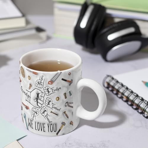 Custom Grandpa with Names Personalized Fist | Customised Coffee Mug | 11 OZ