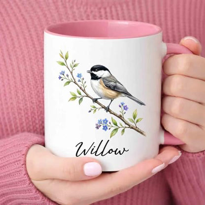 Personalized Chickadee Accent Gift for | Customised Coffee Mug | 11 OZ