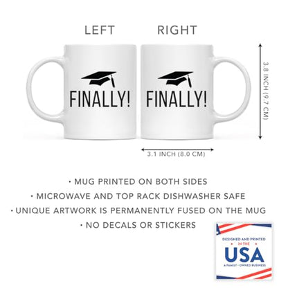 Graduation Gift Finally Cap Graphic 1-Pack | Ceramic Coffee Mug | 11 OZ
