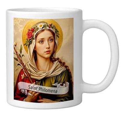 Catholic Saints St Philomena Religious Design | Ceramic Coffee Mug | 11 OZ