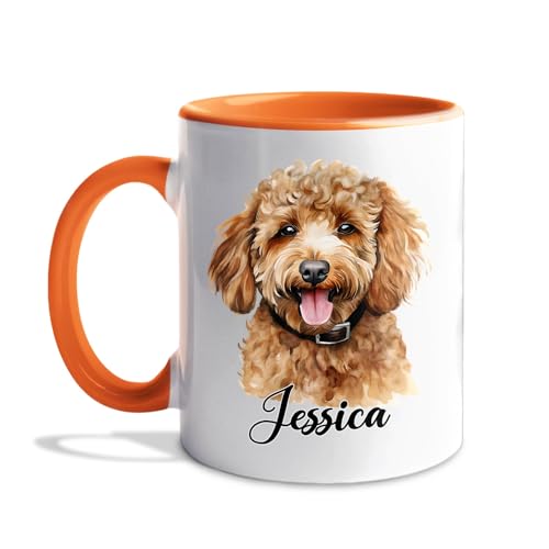 Personalized Name Brown Poodle Accent | Customised Coffee Mug | 11 OZ
