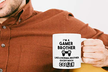 Gamer Brother Normal Only Cooler Funny | Ceramic Coffee Mug | 11 OZ