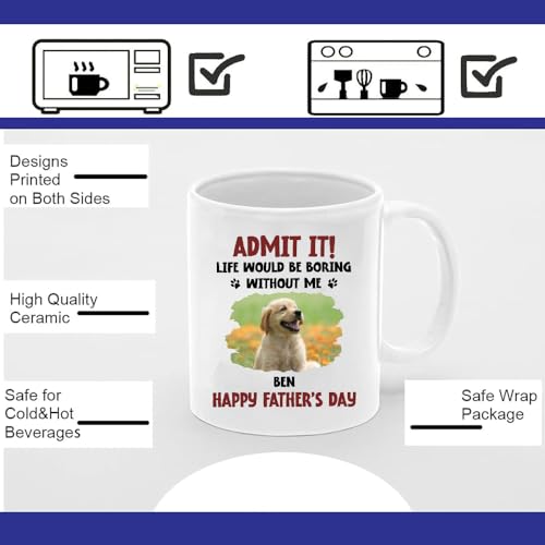 Custom Dog Dad with Dogs Names | Ceramic Coffee Mug | Father's Day Gift | Stylish Printed Design | Tea & Coffee Cup | 11oz