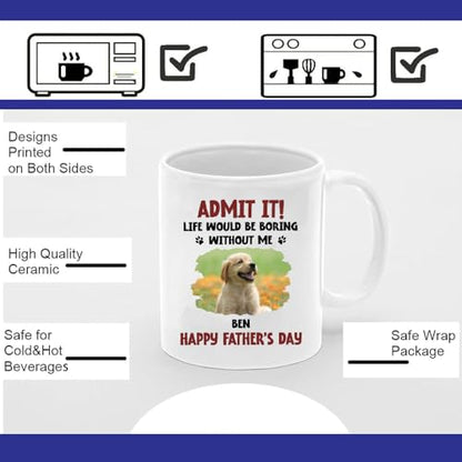 Custom Dog Dad with Dogs Names | Ceramic Coffee Mug | Father's Day Gift | Stylish Printed Design | Tea & Coffee Cup | 11oz