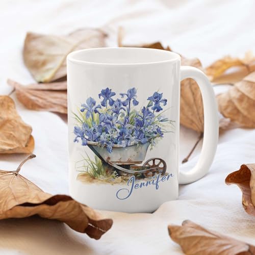 Custom Iris Personalized Name On Porcelain | Customised Coffee Mug | 11 OZ