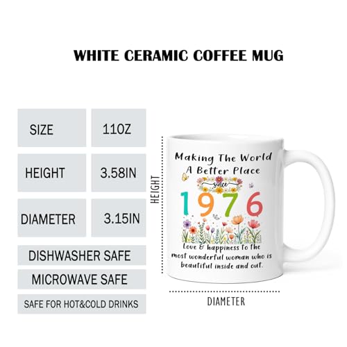 50th Birthday Gifts for Women Born in 1976-50 | Ceramic Coffee Mug | 11 OZ