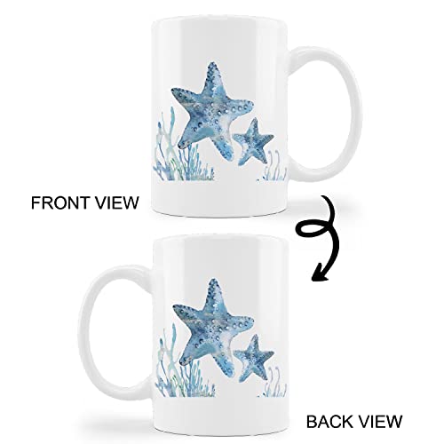Watercolor Starfish Sea Life Couple Milk | Ceramic Coffee Mug | 11 OZ