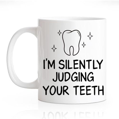 RZHV I M Silently Judging Your Teeth Funny | Ceramic Coffee Mug | 11 OZ