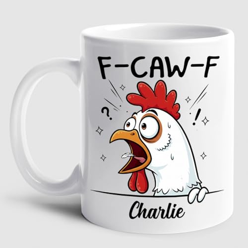 Custom Caw-F Rooster 11 Crazy Sarcastic | Customised Coffee Mug | 11 OZ