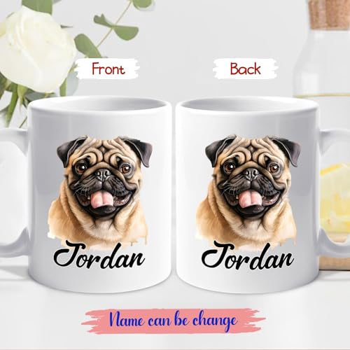 Personalized Pugs Customized With Name Pug | Customised Coffee Mug | 11 OZ