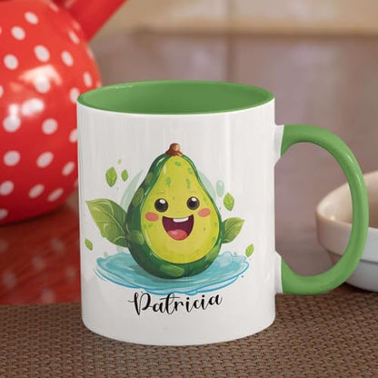 Novelty Avocado Personalized Name Cute | Customised Coffee Mug | 11 OZ