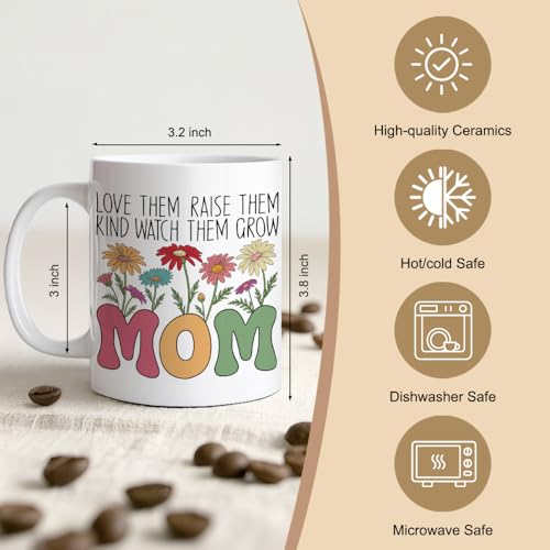 Love Them Raise Double-Sided Funny Floral Mom | Ceramic Coffee Mug | 11 OZ