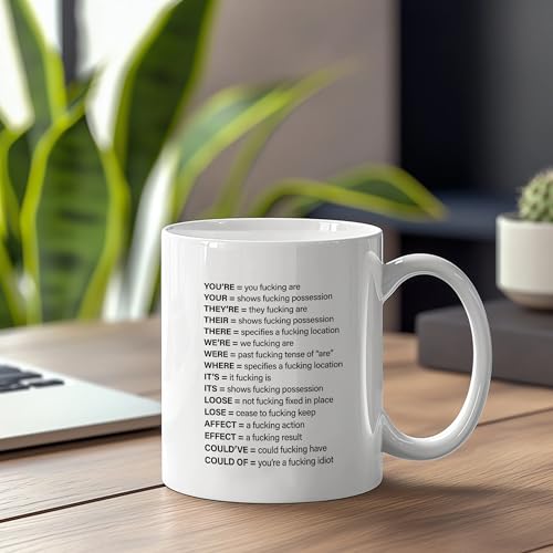 Expletive Grammar Funny Gifts Sarcastic | Ceramic Coffee Mug | 11 OZ