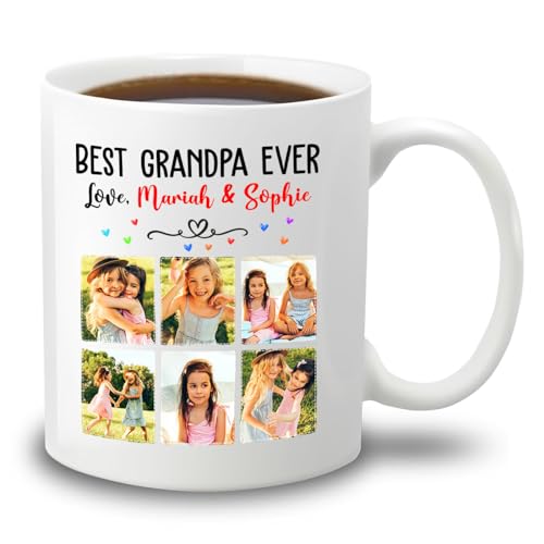 Best Grandpa Ever Personalized Add Photos | Customised Coffee Mug | 11 OZ