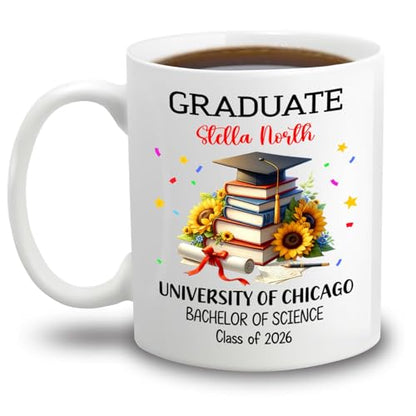 Personalized Graduation Cap Sunflower | Customised Coffee Mug | 11 OZ
