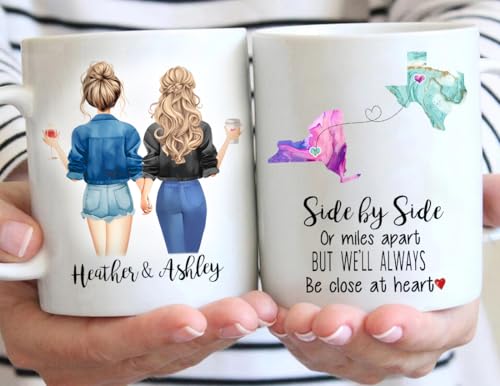 Custom Long Distance Friendship Side by or | Customised Coffee Mug | 11 OZ
