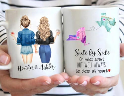 Custom Long Distance Friendship Side by or | Customised Coffee Mug | 11 OZ
