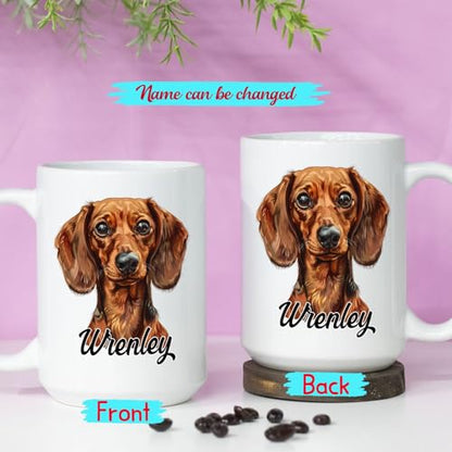 Personalized Brown Dachshund Customized | Customised Coffee Mug | 11 OZ
