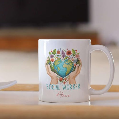 Personalized Choose Name Social Worker | Customised Coffee Mug | 11 OZ